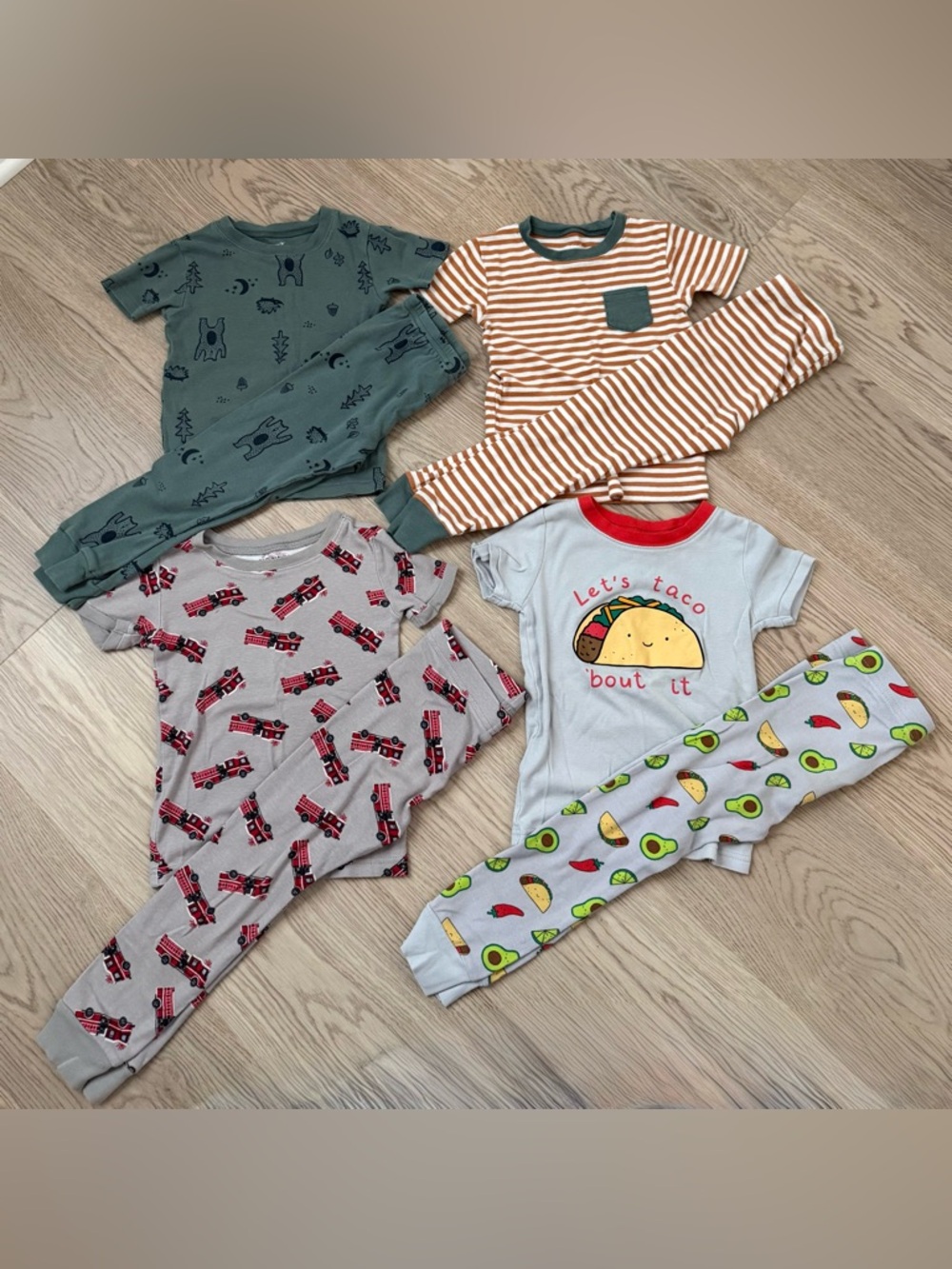 Toddler Boy Short Sleeve & Pants PJ Sets - Bundle of 4